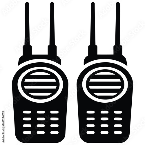 Black walkie talkies with antennas radio communication
