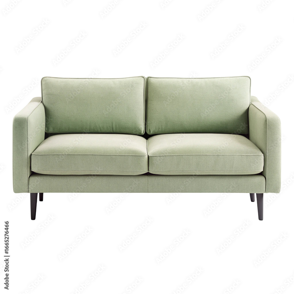 Fototapeta premium Light Green Modern Sofa With Pillows on Transparent Background for Easy Editing