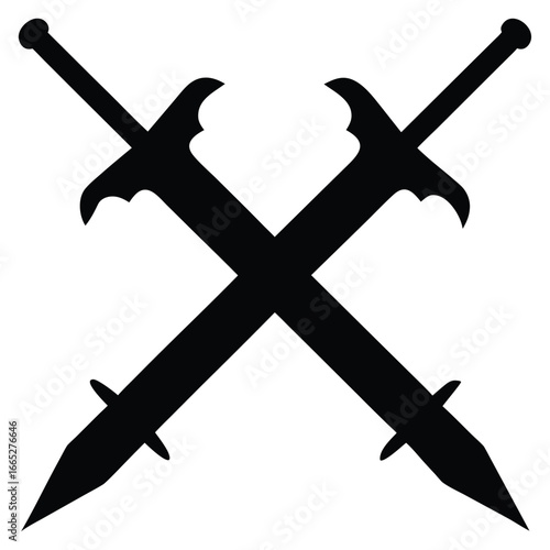 Crossed swords emblem black white