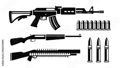 Rifle shotgun ammunition graphic illustration assault rifle