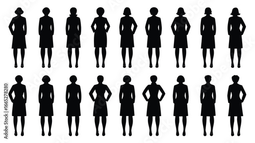 Silhouettes of women in professional attire business