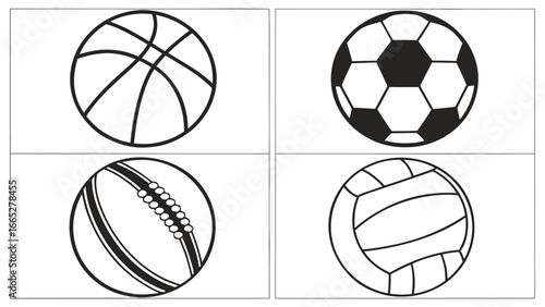 Sports balls collection basketball soccer ball