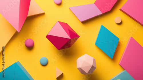 Bold geometric background with colorful 3D polygons, creating a dynamic and modern artistic composition —ar 16:9 Free Download Bold geometric background with colorful 3D polygons, creating a dynamic and modern artistic composition —ar 16:9 - GFXLoad
