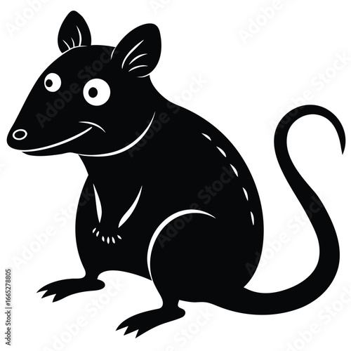 Stylized black rat cartoon character rodent animal