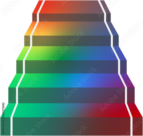 Rainbow Gradient Staircase, Colorful Stairs Steps Icon