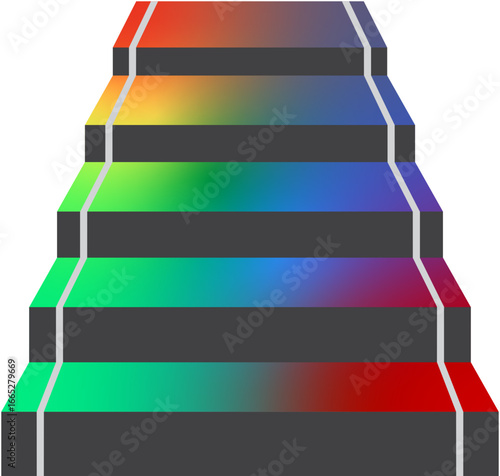 Rainbow Gradient Staircase, Colorful Stairs Steps Icon