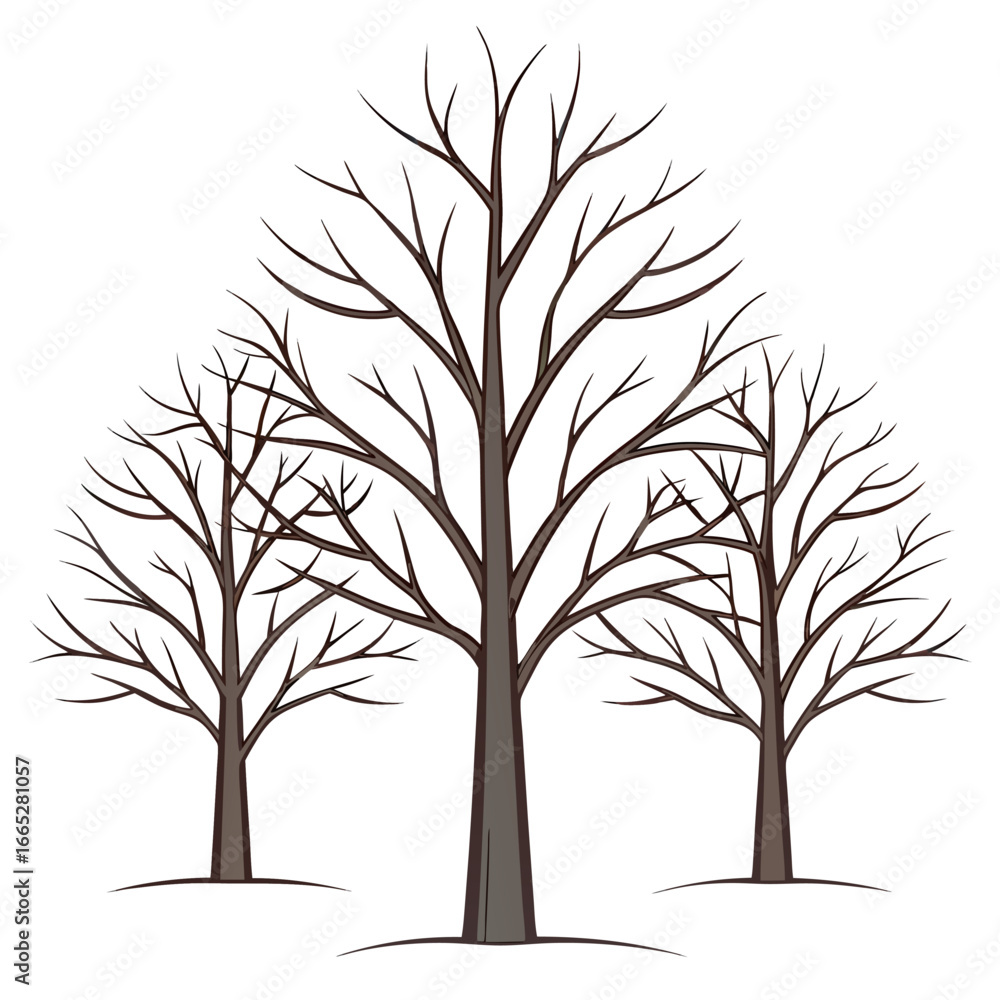 Obraz premium A cluster of small winter trees isolated on white background isolated on transparent background