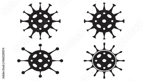 Virus shapes black icons corona symbol