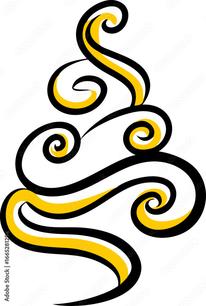 Obraz premium Abstract swirl shaped christmas tree isolated on white background isolated on transparent background