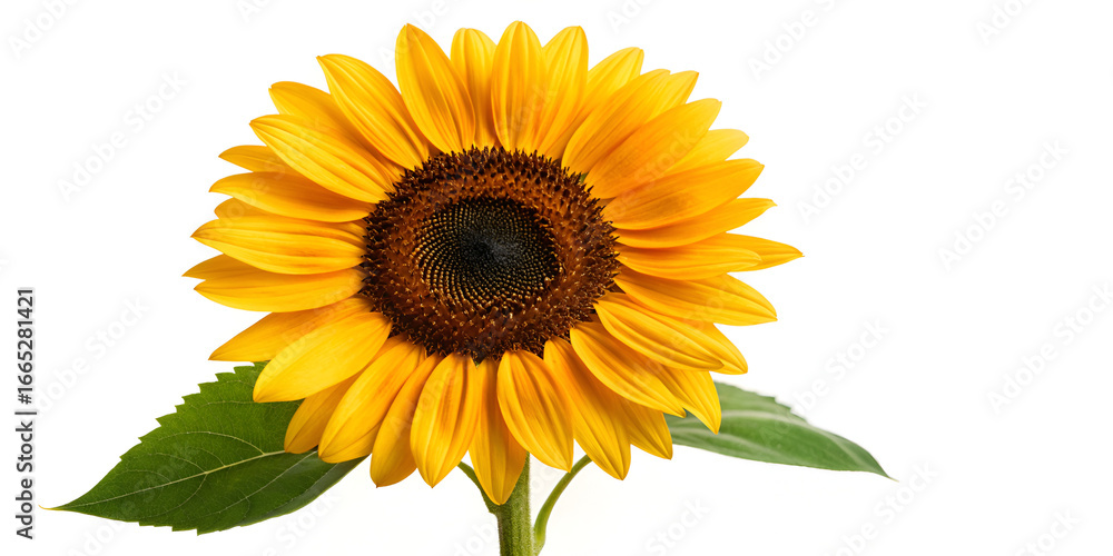 Naklejka premium Sunflower bright yellow bloom isolated on pure white background