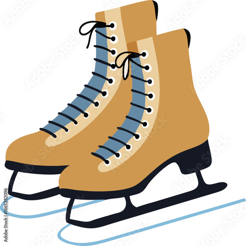 Pair of ice skates with laces isolated on white background isolated on transparent background