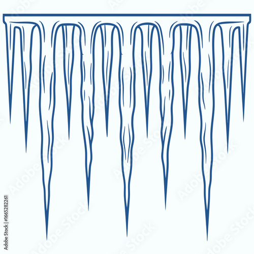 Icicles hanging from a roof edge isolated on white background isolated on transparent background