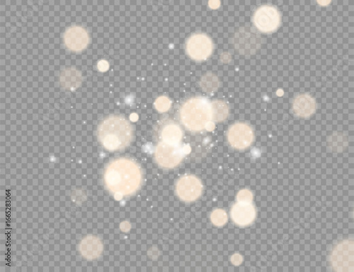 Dust sparks and stars shine with a special light. Christmas light effect. Glittering particles of magic dust.Vector sparkles on a transparent background.