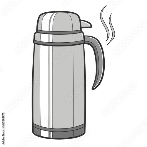 Thermos with steam rising isolated on white background isolated on transparent background