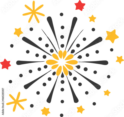 Vibrant fireworks explosion celebration display isolated on white background isolated on transparent background