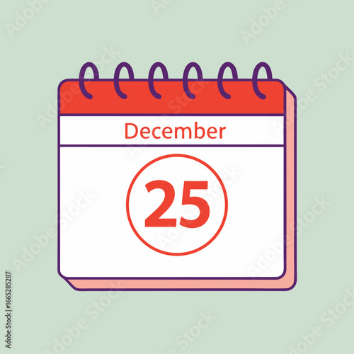 Calendar page marked december twenty fifth isolated on white background isolated on transparent background