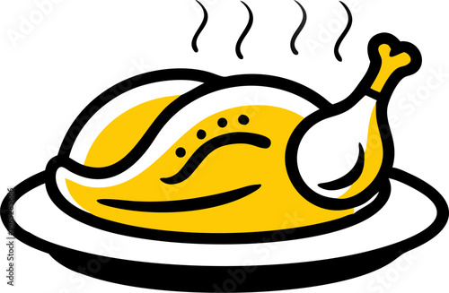 Delicious roast turkey on a serving platter isolated on white background isolated on transparent background