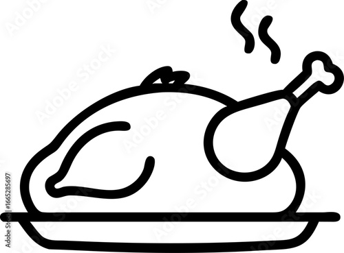 A delicious roast turkey on a decorative platter isolated on white background isolated on transparent background