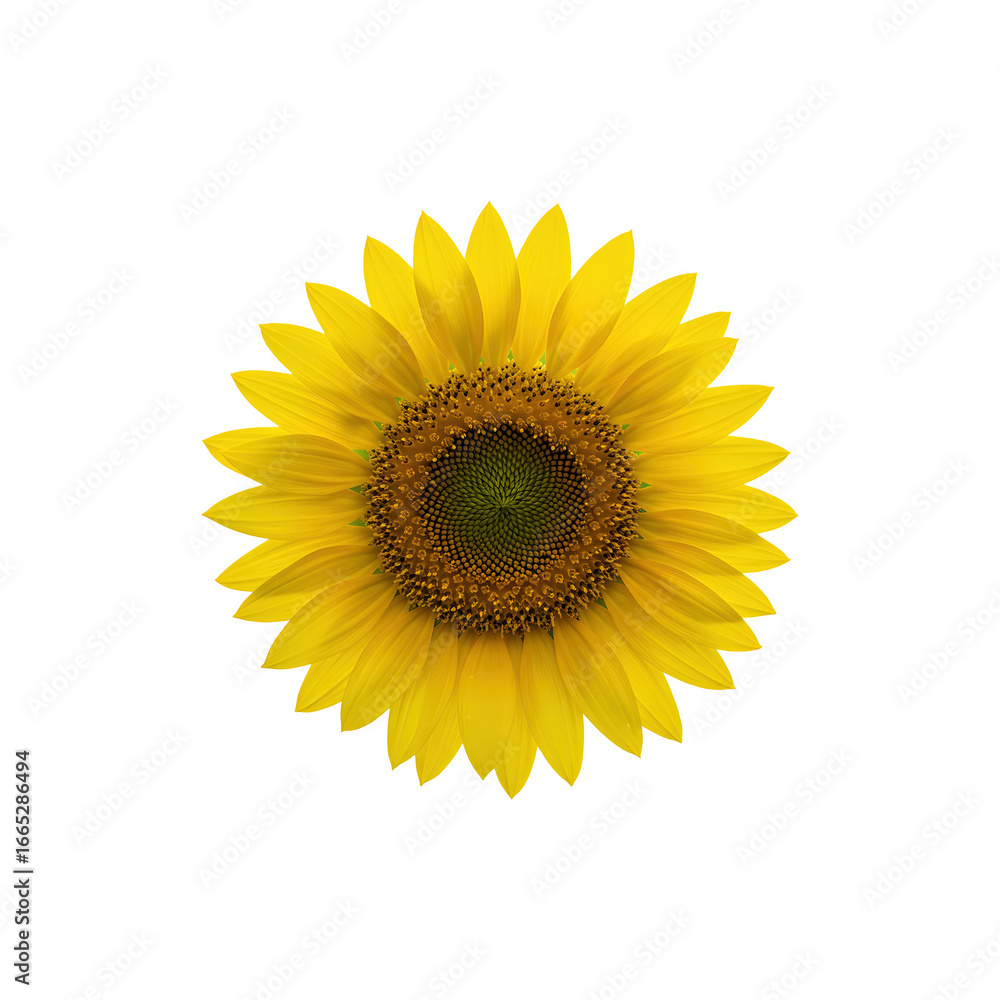 Fototapeta premium Bright yellow sunflower head symbolizing summer and happiness