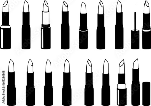 Lipstick silhouette, cosmetics Icons. Lipstick Flat design vector illustration.
