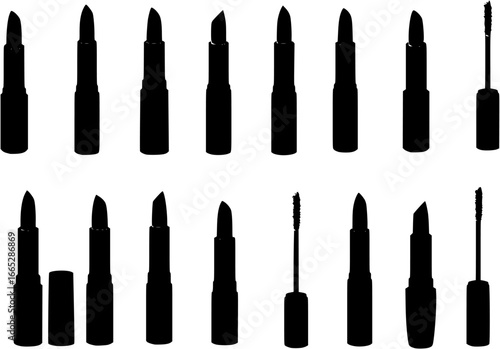 Lipstick silhouette, cosmetics Icons. Lipstick Flat design vector illustration.
