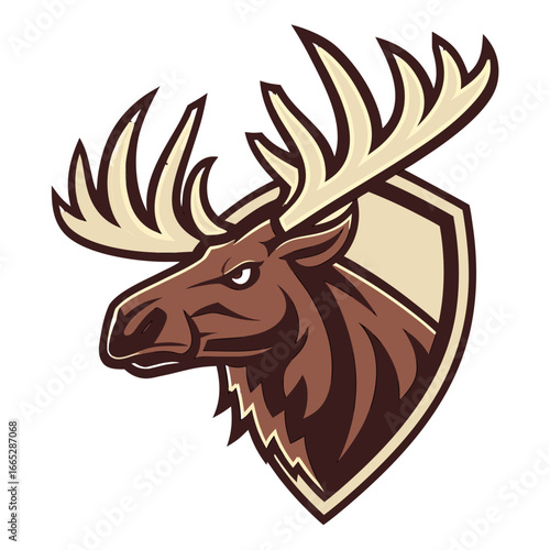 Moose Mascot Logo Vector, Antler Head Esports Icon Transparent