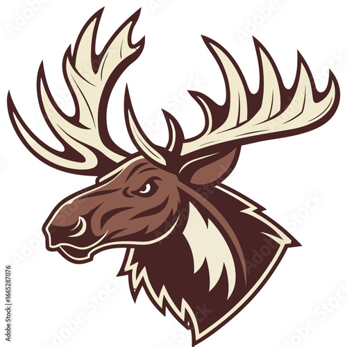 Moose Mascot Logo Vector, Antler Head Esports Icon Transparent