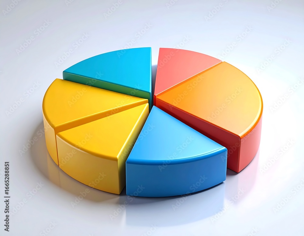 Obraz premium Colorful pie chart on a white background