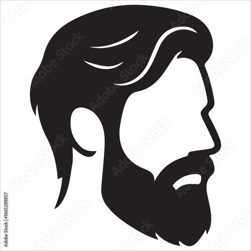 hairstyle designs for men silhouette,Man haircut silhouette vector image with white background,Man vector logo. Icon of man silhouette vector illustration.