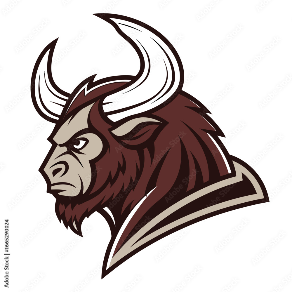 Obraz premium Minotaur Mascot Logo Vector, Horned Warrior Head Esports Icon Transparent