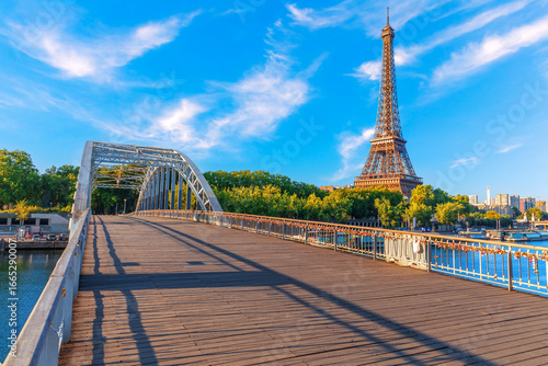 Eiffel Tower, view from Debilly footbridge over the Seine, Paris, France