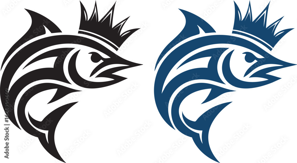 Obraz premium Vector Logo Design of King Fish with Crown