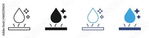 Water repellent surface icon set , Waterproof icon vector illustration . 