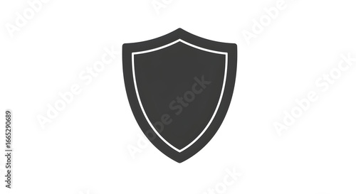 Free Download Dark gray shield icon with black outline on a white background, representing security, protection, safety, cybersecurity, digital defense, privacy, data protection, online security, and trustworthy te - GFXLoad