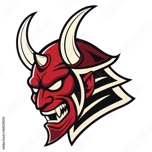 Oni Demon Mask Mascot Logo Vector, Japanese Ogre Head Transparent

