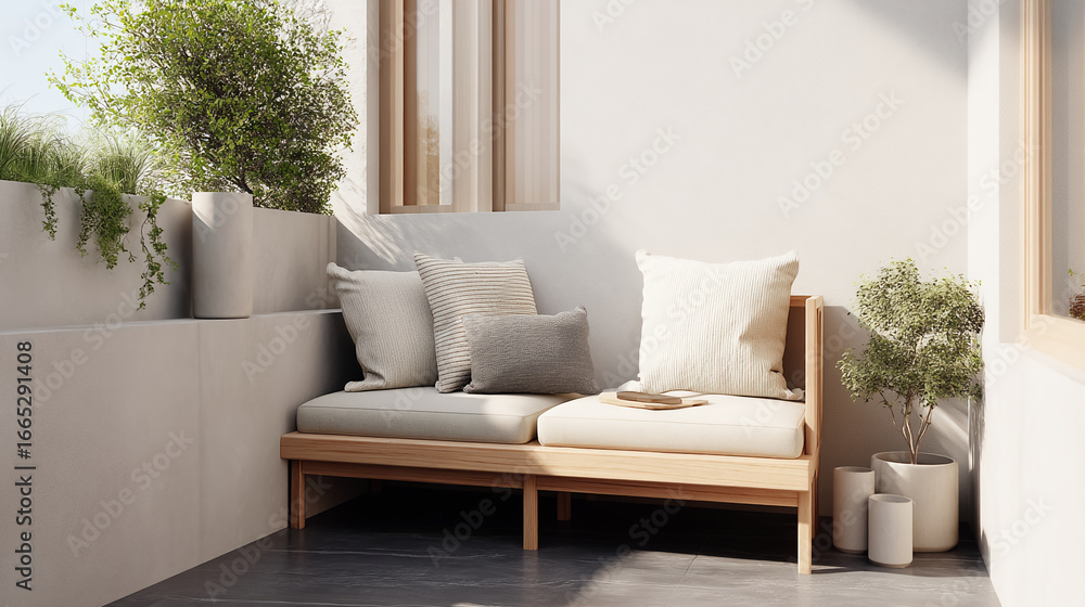 Fototapeta premium Beige Living Room Decor | Sofa, Coffee Table & Rug PNG | Cozy Neutral Home Interior Illustration