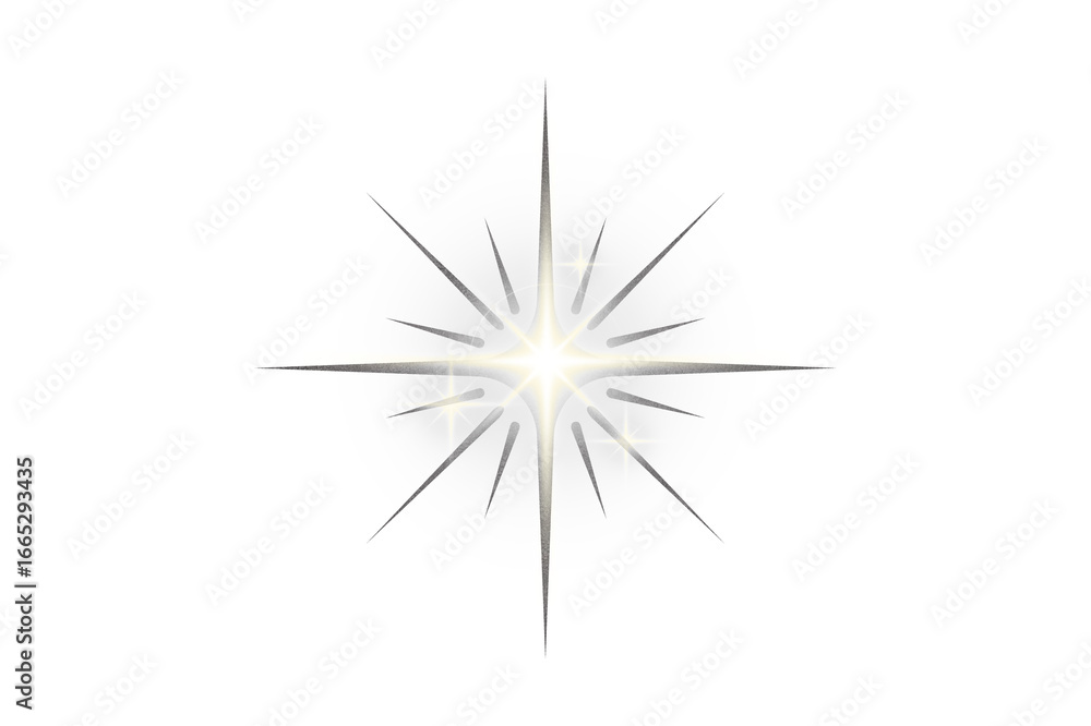 Fototapeta premium Bright star light sparkle shine effect isolated on transparent background design