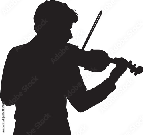 Black silhouette of a man playing the violin musician music