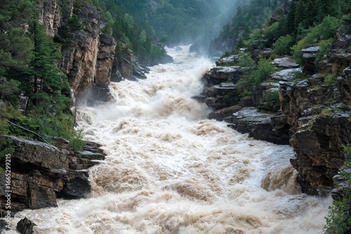 Meltwater Fury in a Raging River - Dynamic Nature Photography of Powerful Water Flow