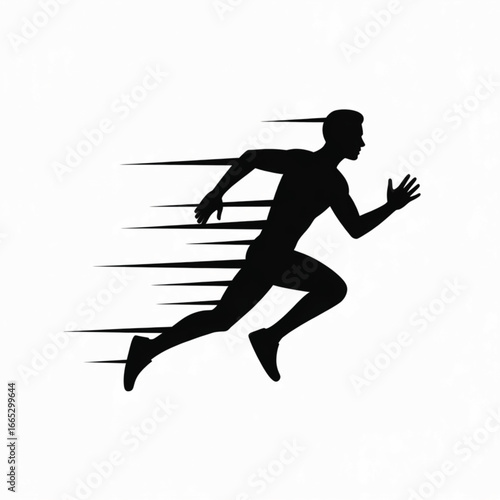 Silhouette of a runner in motion, conveying speed and athleticism