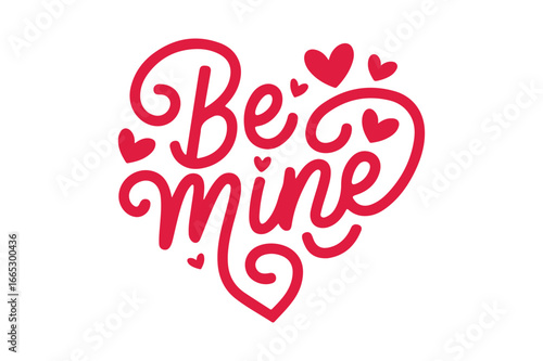 Be mine valentine s day heart with romantic script