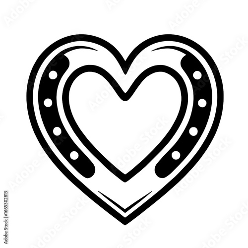 Heart with Horseshoe Vector Illustration