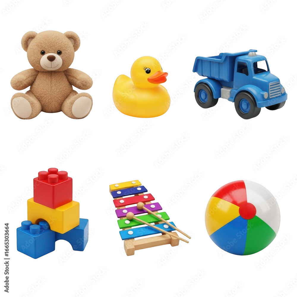 Obraz premium Collection of toys isolated on transparent background