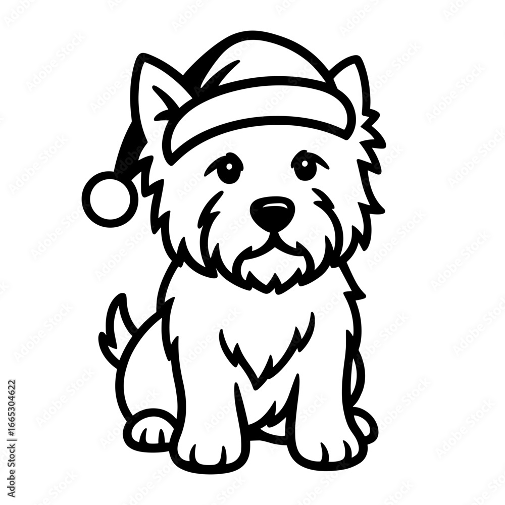 Fototapeta premium West Highland White Terrier with Santa Hat