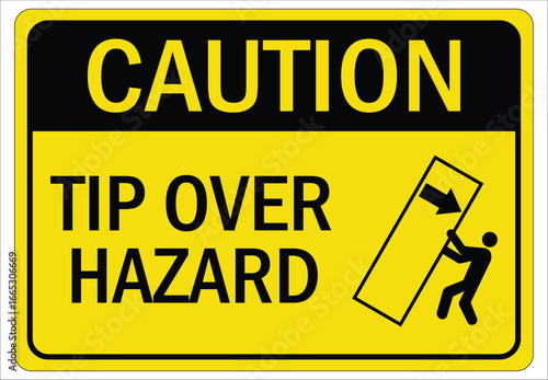Tip over hazard sign On White Background . Tip over hazard  sign, logo, badge, icon, sticker, label, emblem, stamp, symbol, black, line, flat vector, isolated illustration.
