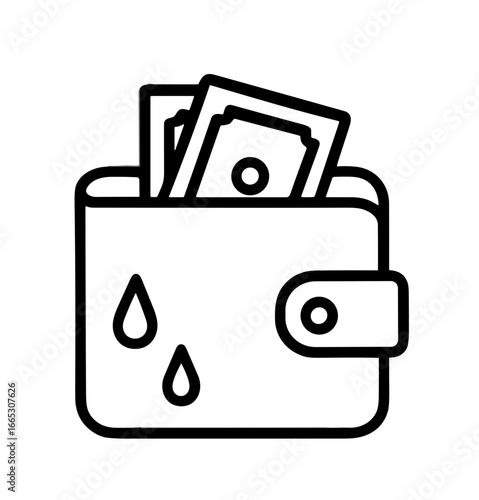 Wallet with cash crying symbolizing financial issues and savings  