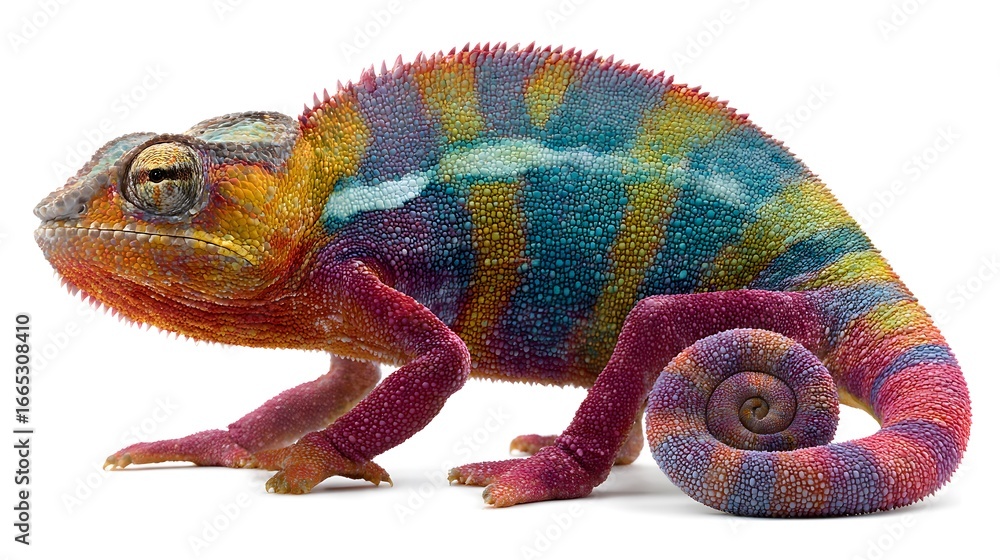 Obraz premium Vibrant Chameleon on White Background