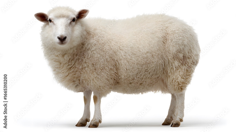Fototapeta premium Professional photo of domestic sheep isolated on a white background for design projects