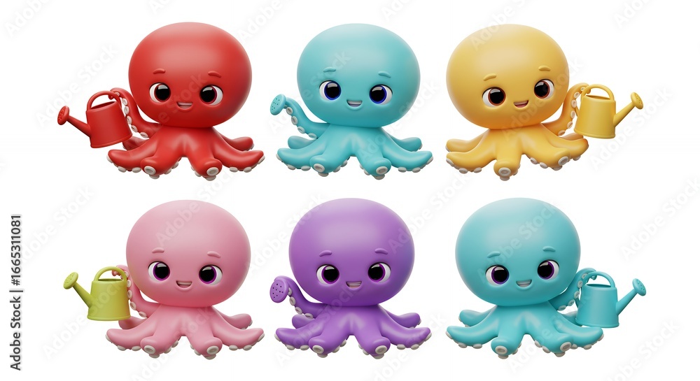 Fototapeta premium Colorful octopus figurines for kids