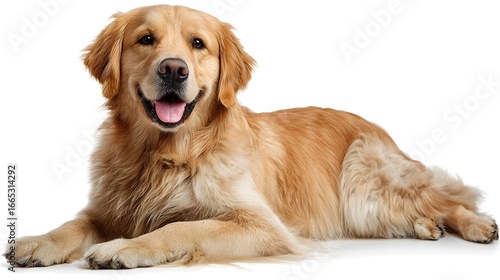 Majestic Golden Retriever Dog Laying Down and Gazing Ahead